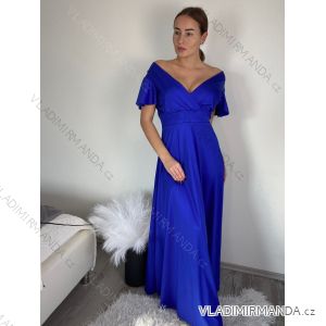 Šaty dlouhé společenské krátký rukáv dámské (S/M ONE SIZE) ITALSKÁ MÓDA IMPSH245441/DUR