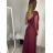 Šaty spoločenské elegantné 3/4 rukáv dámske (S/M/L ONE SIZE) TALIANSKA MODA IMS25KRISTA/DR S/M/L tmavo smaragdová