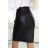 583-1 Elegantný Leather Skirt with Zipper - Black