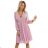 313-16 ISABELLE Polish pleated dress with long sleeves and neckline - powder pink