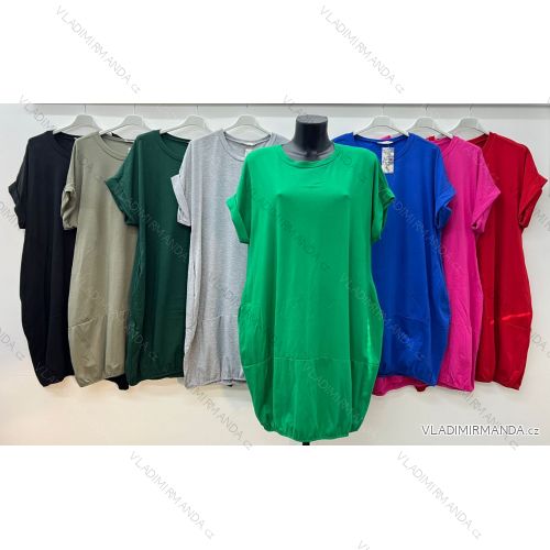 Šaty oversize letní krátký rukáv dámské nadrozměr (52/54/56 ONE SIZE) ITALSKÁ MÓDA IM425071