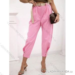 Kalhoty elegantní s páskem tříčtvrteční 3/4 krátké dámské nadrozměr (40/42/44 ONE SIZE) ITALSKÁ MÓDA IMD25007