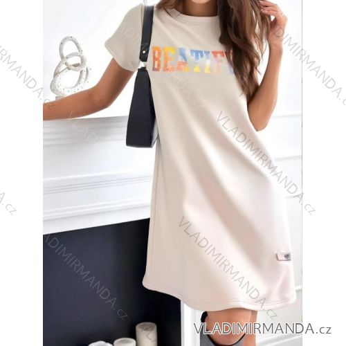 Šaty krátke letné krátky rukáv dámske nadrozmer (40/42/44 ONE SIZE) TALIANSKA MÓDA IMD25010