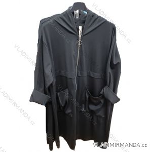 Bunda predĺžená slabá na zips s kapucňou dlhý rukáv dámska nadrozmer (40/42/44 ONE SIZE) TALIANSKA MÓDA IMSM25051