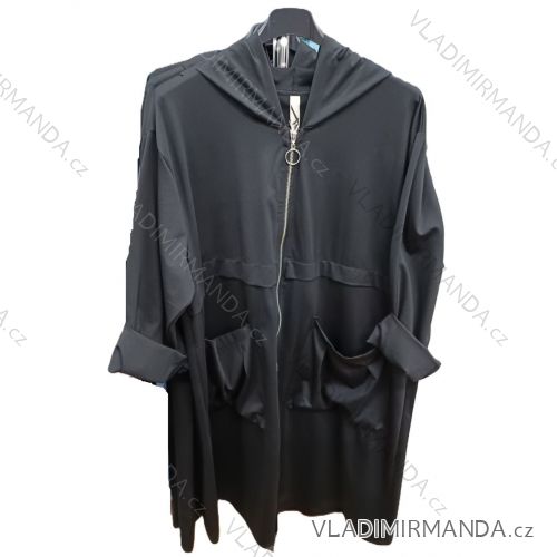 Bunda prodloužená slabá na zip s kapucí dlouhý rukáv dámská nadrozměr (40/42/44 ONE SIZE) ITALSKÁ MÓDA IMSM25051