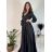 Women's Long Elegant Satin Long Sleeve Dress (S/M ONE SIZE) ITALIAN FASHION IMPBBP24O782