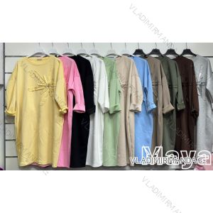 Šaty letní 3/4 dlouhý rukáv dámské nadrozměr (48/50/52 ONE SIZE) ITALSKÁ MÓDA IMWMY25138