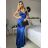 Šaty dlouhé společenské na ramínka dámské (S/M ONE SIZE) ITALSKÁ MÓDA IM425HELEN/DU -   Černá -   S/M