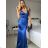 Šaty dlouhé společenské na ramínka dámské (S/M ONE SIZE) ITALSKÁ MÓDA IM425HELEN/DU -   Černá -   S/M