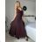 Šaty dlouhé společenské třpytivé na ramínka dámské (S/M ONE SIZE) ITALSKá MODA IM325NORA/DU -   vínová -   S/M