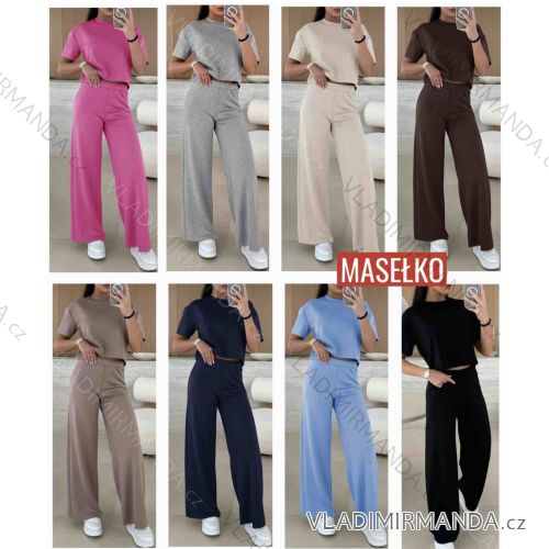 Souprava tepláková tričko krátký rukáv a tepláky dlouhé dámské (S/M/L ONE SIZE) ITALSKÁ MÓDA IMWB25213