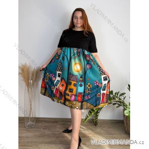 Šaty dlouhé letní krátký rukáv dámské nadrozměr (52/54/56 ONE SIZE) ITALSKÁ MÓDA IM425068-1/DUR