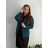 Elegante langärmlige Damenjacke, übergroß (48/50/52 EINHEITSGRÖSSE) ITALIAN FASHION IMD25513 -   Smaragdgrün -   48/50