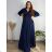 Šaty dlouhé elegantní třpytivé dlouhý rukáv dámské (S-2XL) POLSKÁ MÓDA PMLEL24SALMA-B/DUR 2XL tmavě modrá
