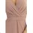 581-4 JENNIFER shiny long dress with sleeves and neckline - mocha mousse with glitter