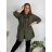 Bunda stahovací slabá na zip s kapucí dlouhý rukáv dámská nadrozměr (50/52/54 ONE SIZE) ITALSKÁ MÓDA IMC25097/DUR 50/52 zelená khaki