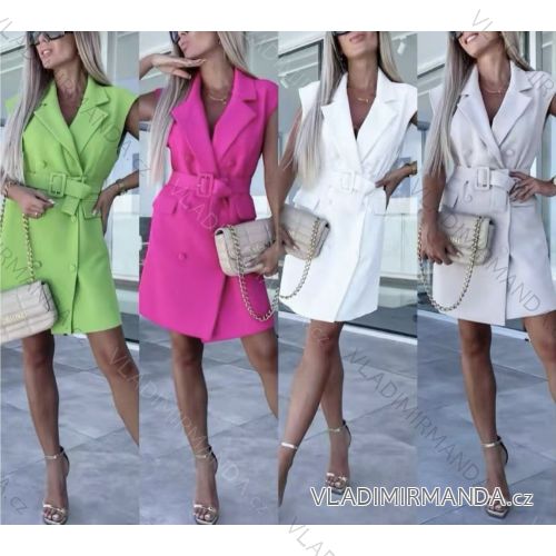 Šaty krátké kabátkové bez rukávu dámské (XS/S/M ONE SIZE) ITALSKÁ MÓDA IMWGS25277