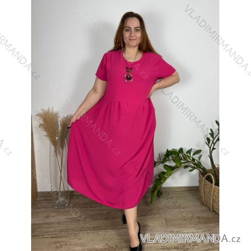 Shirt extended 3/4 long sleeve women's (L/XL/2XL ONE SIZE) ITALIAN FASHION IM423025 dark pink 54-58