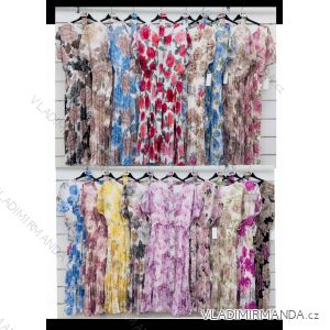 Šaty dlouhé šifonové s páskem krátký rukáv dámské (S/M/L ONE SIZE) ITALSKÁ MÓDA IMWCP25361