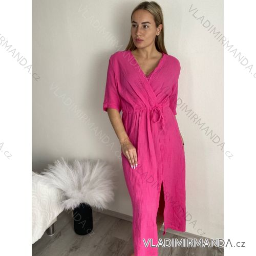 Summer muslin carmen dress for women (48/52 ONE SIZE) ITALIAN FASHION IM424294