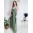 Long summer satin dress with straps women with belt (UNI S / M) ITALIAN FASHION IMM22INFINITE