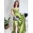 Šaty carmen dlouhé na ramínka elegantní saténové dámské (S/M ONE SIZE) ITALSKÁ MÓDA IMPBB22B22735/DR olivová S/M/L
