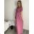 Šaty dlouhé letní žebrované krátký rukáv dámské (XS/S/M/L ONE SIZE) ITALSKÁ MÓDA IMSM25128