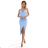 595-2 ROSA Ribbed dress with decorative neckline and slit - light blue