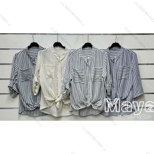 Tunika košilová dlouhý rukáv dámská (S/M/L ONE SIZE) ITALSKÁ MÓDA IMWMY25416