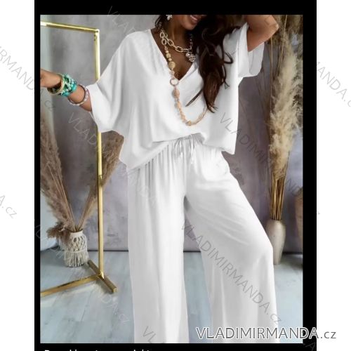 Souprava oversize tunika 3/4 dlouhý rukáv a kalhoty dlouhé dámské (S/M/L ONE SIZE) ITALSKÁ MÓDA IMWHP25423