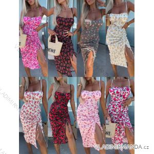 Šaty dlouhé květované na ramínka dámské (XS/S/M ONE SIZE) ITALSKÁ MÓDA IMWGB25428