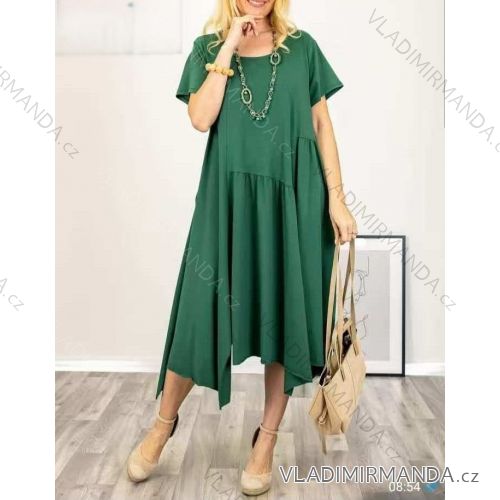 Šaty dlouhé oversize krátký rukáv dámské nadrozměr (42/44/46 ONE SIZE) ITALSKÁ MÓDA IMWDL25468