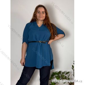 Tunika košilová prodloužená s páskem 3/4 dlouhý rukáv dámská nadrozměr (50/52/54 ONE SIZE) ITALSKÁ MÓDA IMC23034