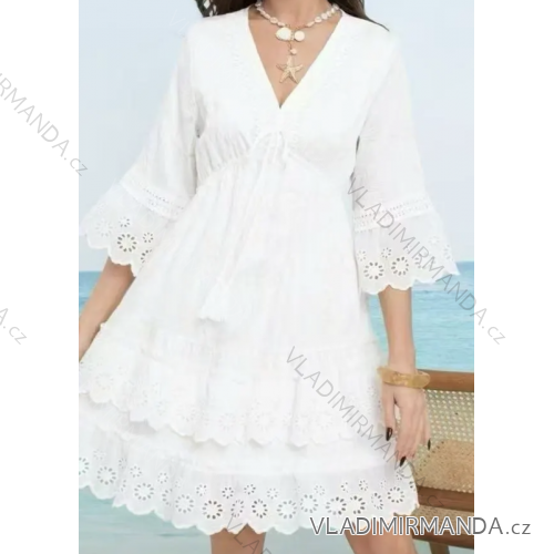 Šaty letní krajkové 3/4 rukáv dámské (S/M - L/XL) ITALSKÁ MÓDA IMPEM2525926