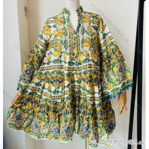 Šaty letní dlouhý rukáv dámské (S/M ONE SIZE) ITALSKÁ MÓDA IMPEM25s-001c