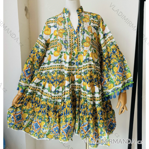 Šaty letní dlouhý rukáv dámské (S/M ONE SIZE) ITALSKÁ MÓDA IMPEM25s-001c