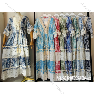 Šaty dlouhé letní oversize 3/4 dlouhý rukáv dámské (S/M ONE SIZE) ITALSKÁ MÓDA IMPEM25r9636