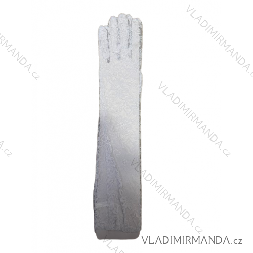 Women's prom gloves long lace FMF24GD001 white ONE SIZE