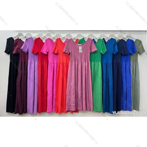 Šaty dlouhé volnočasové krátký rukáv dámské (XS/S/M/L ONE SIZE) ITALSKÁ MÓDA IM425211