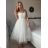 Šaty krátké společenské na ramínka dámské (S/M ONE SIZE) ITALSKÁ MÓDA IMM23M60052/DUR -   bílá -   S/M