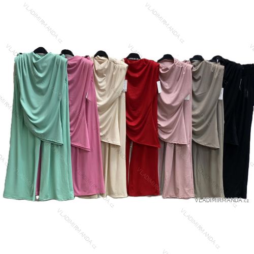 Souprava elegantní halenka bez rukávu a kalhoty dlouhé dámské (S/M/L ONE SIZE) ITALSKÁ MÓDA IMC25181