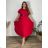 Šaty dlouhé elegantní plisované krátký rukáv dámské nadrozměr (54/56/58 ONE SIZE) ITALSKÁ MÓDA IM425AMOR/DR 54/56/58 červená