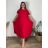 Šaty dlouhé elegantní plisované krátký rukáv dámské nadrozměr (54/56/58 ONE SIZE) ITALSKÁ MÓDA IM425AMOR/DR 54/56/58 červená