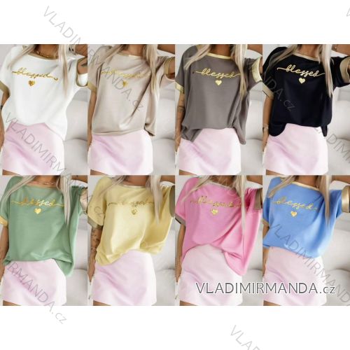 Tričko krátký rukáv dámské (S/M/L ONE SIZE) ITALSKÁ MÓDA IMC25194