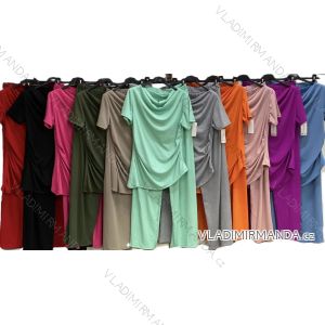 Souprava elegantní tunika krátký rukáv a kalhoty dlouhé dámské (S/M/L ONE SIZE) ITALSKÁ MÓDA IMC25195