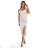594-1 Ribbed midi dress with straps, draped detail and slit - beige
