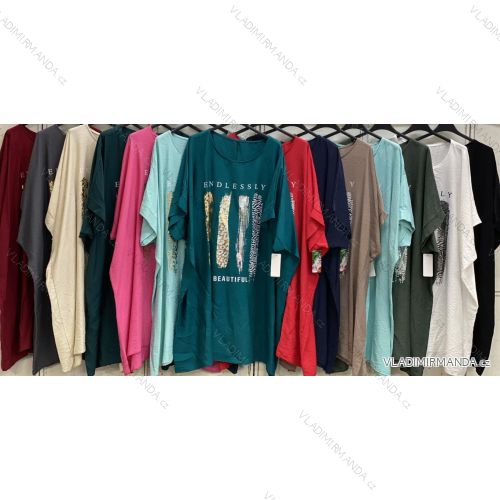 Tunika krátký rukáv dámská nadrozměr (54/56/58 ONE SIZE) ITALSKÁ MÓDA IMC25217