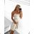 Women's elegant party long sleeve dress (S/M ONE SIZE) ITALIAN FASHION IM322282 XS/S beige