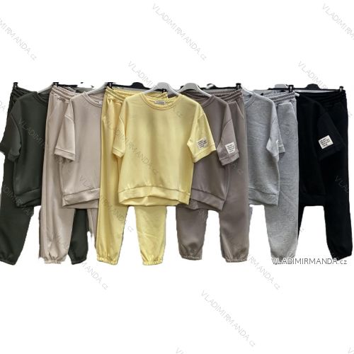 Set of short-sleeved sweatshirt and long sweatpants for women, oversized (46/48/50 ONE SIZE) ITALIAN FASHION IMC25253