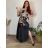 Women's Long Chiffon Carmen Floral Dress Plus Size (52/54/56 ONE SIZE) ITALIAN FASHION IMWT24075